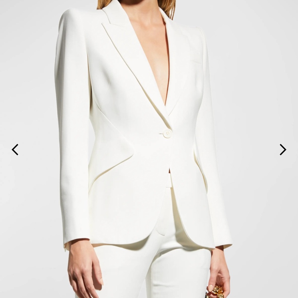 Alexander McQueen Ivory Peak Shoulder Crepe Jacket | New w/ Tags | $2,590 Retail